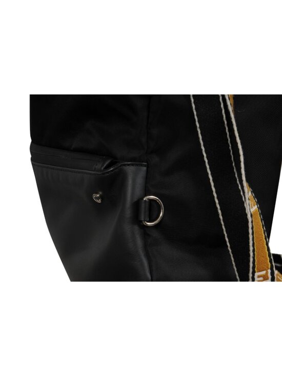 Fendi Nylon Vitello Backpack Black Leather Drawstring Logo Yellow White Straps main image 14